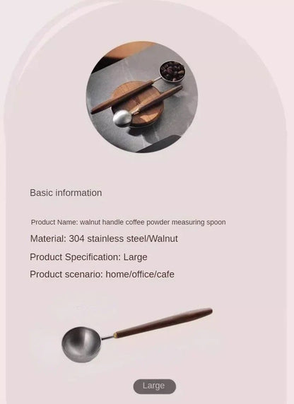 Walnut Wood Premium 25 Ml Coffee Scoop  Long Handle Stainless Steel Measuring Spoon 3