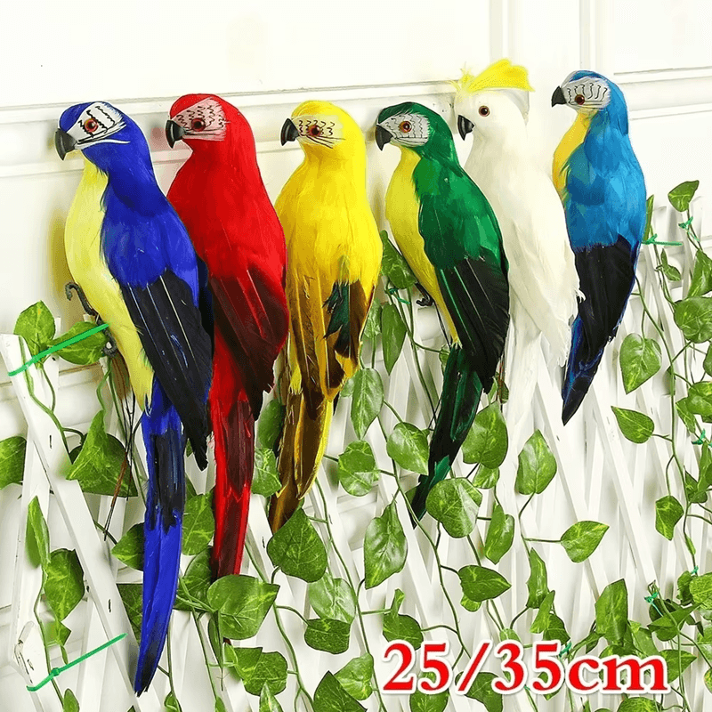Handcrafted Feather Parrot Garden Decor