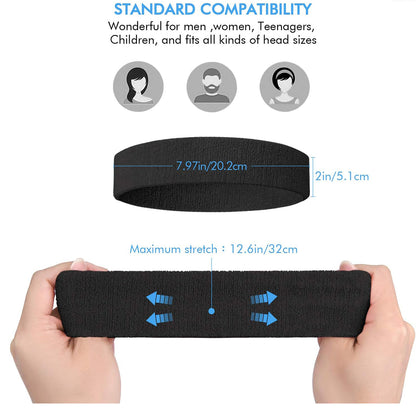 Moisture-wicking Sweatband, Non-Slip Sweatproof Sports Headbands for Men and Women, Tennis, Basketball, Fitness Gear