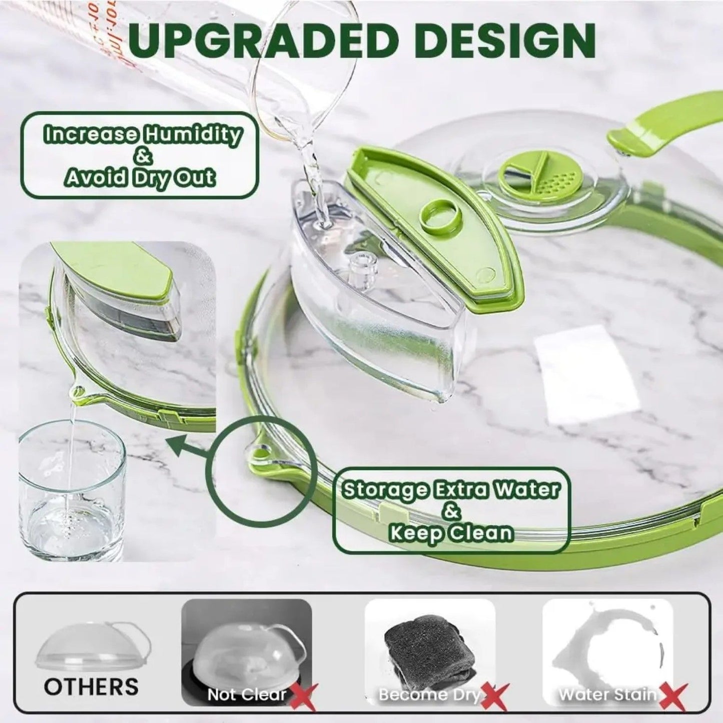 MoistGuard Clear Microwave Splatter Cover With Builtin Water Steamer  Handle  Clear Plate Shield 2