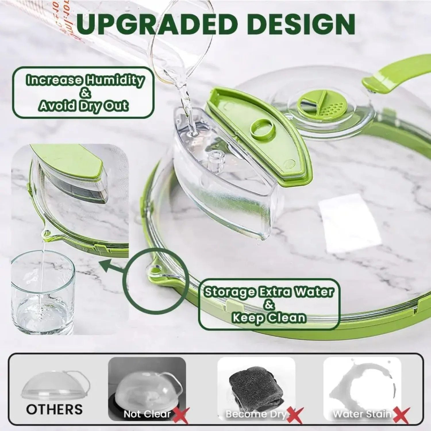 MoistGuard Clear Microwave Splatter Cover With Builtin Water Steamer  Handle  Clear Plate Shield 2