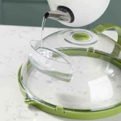 MoistGuard Clear Microwave Splatter Cover With Builtin Water Steamer  Handle  Clear Plate Shield 3