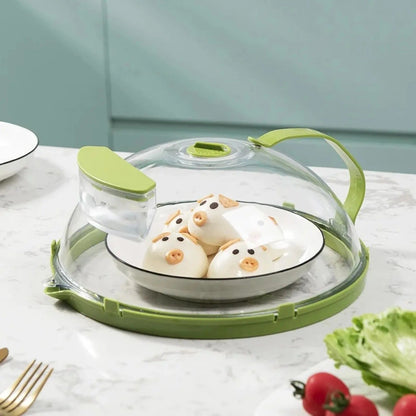 MoistGuard Clear Microwave Splatter Cover With Builtin Water Steamer  Handle  Clear Plate Shield 1