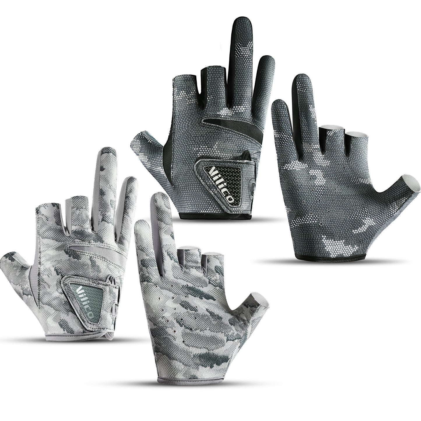 Fishing Gloves for Men Summer, Three Finger Cut Gloves, Anti Slip Ice Silk Breathable Thin, UV Sunscreen Protection