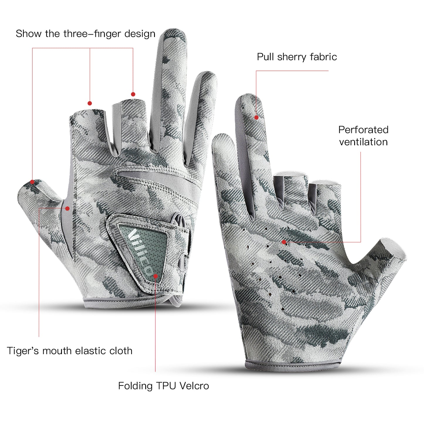 Fishing Gloves For Men Summer Three Finger Cut Gloves Anti Slip Ice Silk Breathable Thin UV Sunscre 3
