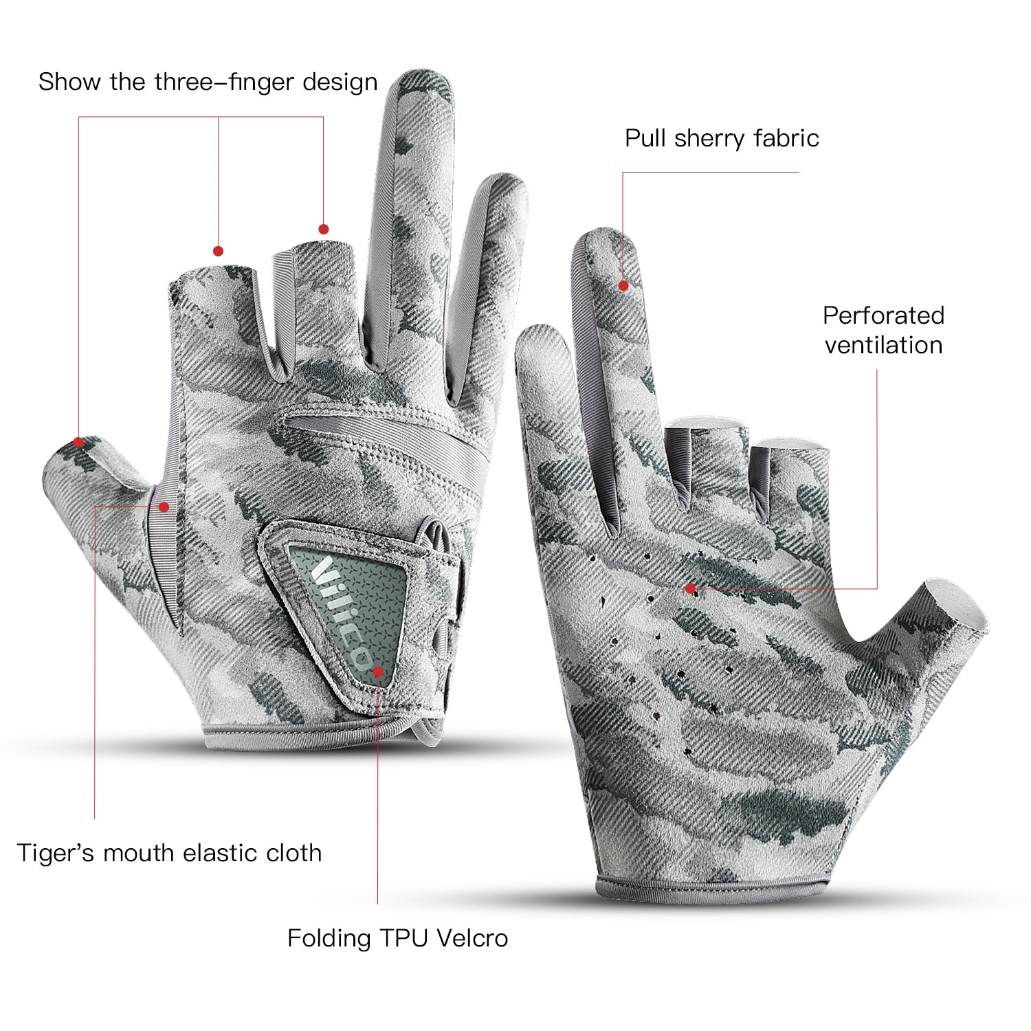 Fishing Gloves For Men Summer Three Finger Cut Gloves Anti Slip Ice Silk Breathable Thin UV Sunscre 3