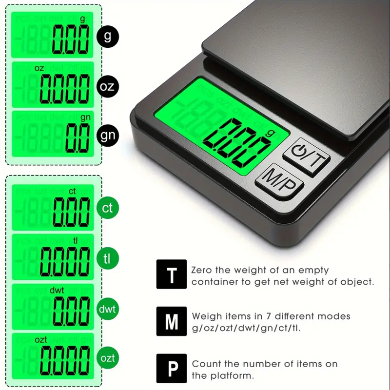 Precision Pocket Scale Digital Gram, Jewellery Food Scale, Ounces Grains Mini Scale with Back Lit LCD for Travel