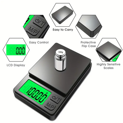 Precision Pocket Scale Digital Gram, Jewellery Food Scale, Ounces Grains Mini Scale with Back Lit LCD for Travel