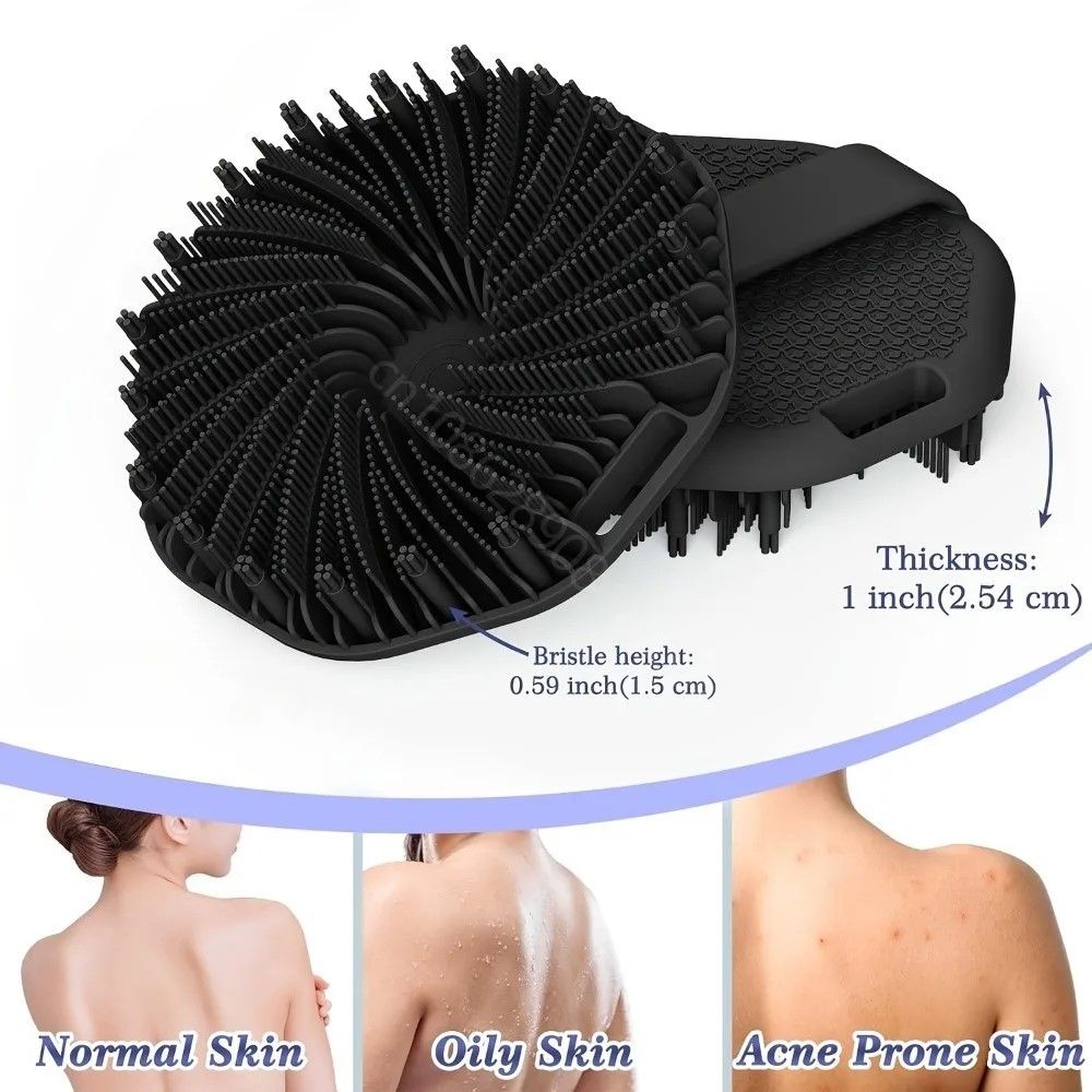 DeepCare Silicone Back Scrub Brush  Soft Exfoliating Shower Massager With Handle 2