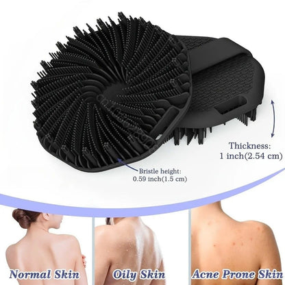 DeepCare Silicone Back Scrub Brush  Soft Exfoliating Shower Massager With Handle 2