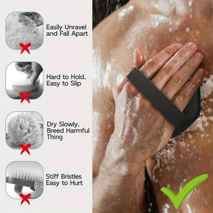 DeepCare Silicone Back Scrub Brush  Soft Exfoliating Shower Massager With Handle 3