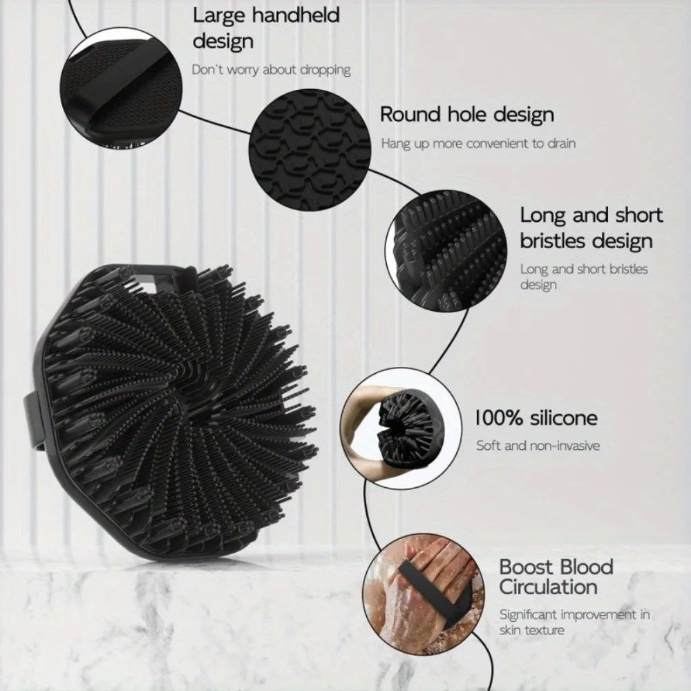 DeepCare Silicone Back Scrub Brush  Soft Exfoliating Shower Massager With Handle 5