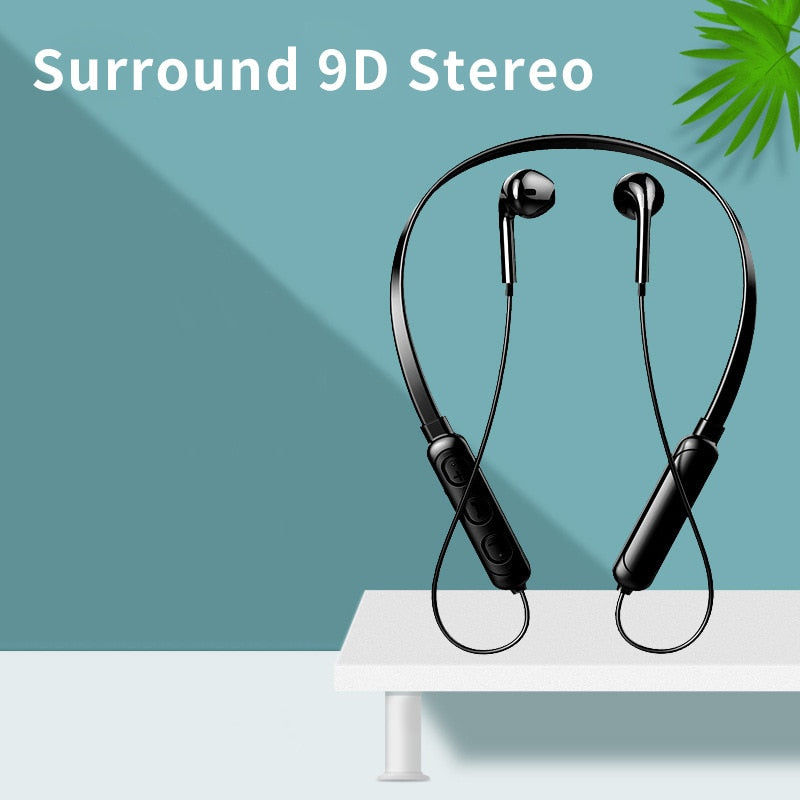 Wireless Bluetooth Headset Neck Hanging Sports Headset Stereo Noise Reduction Universal Microphone 6
