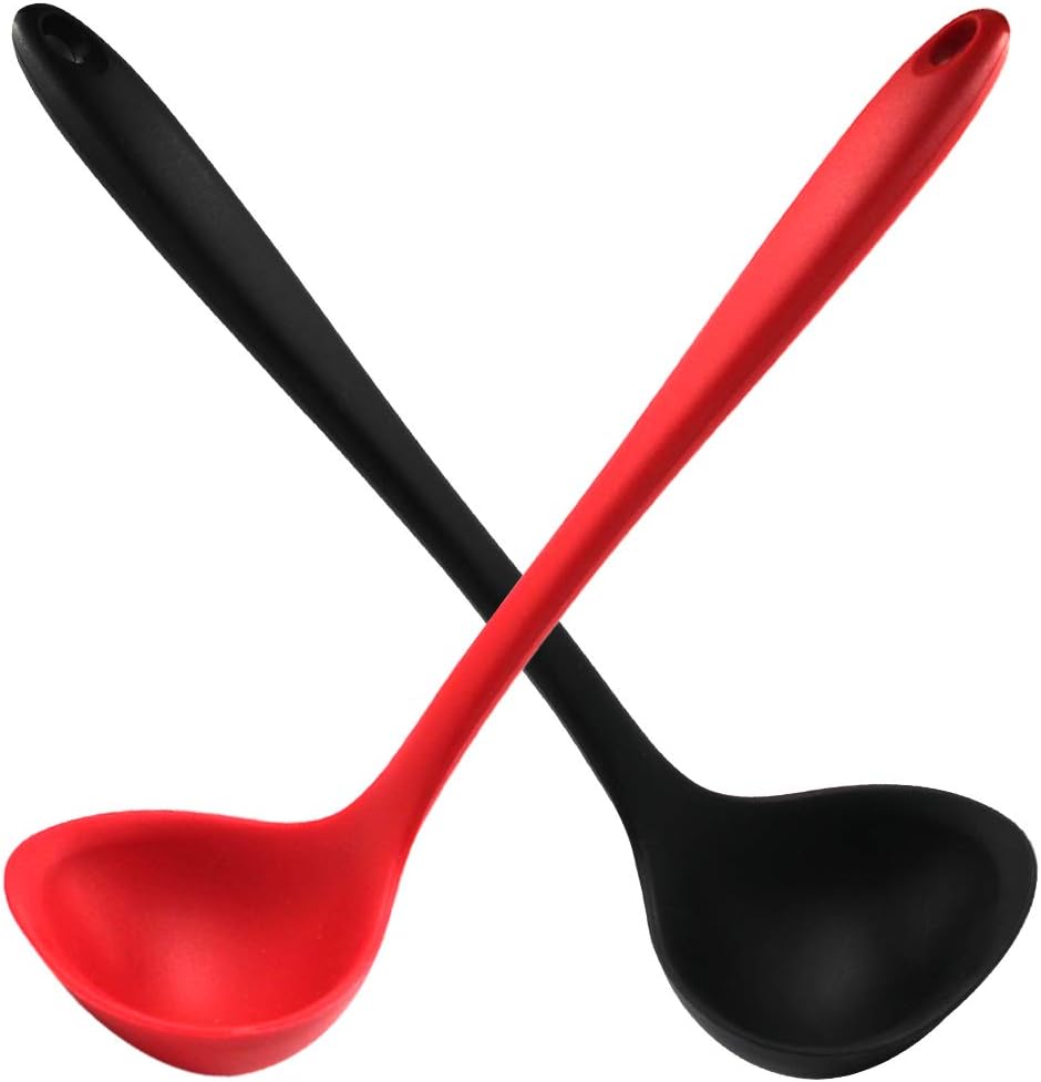 Heat Resistant Large Soup Ladle, Silicone Ladles Soup Spoons Nonstick, Long Handle For Home Kitchen Cooking