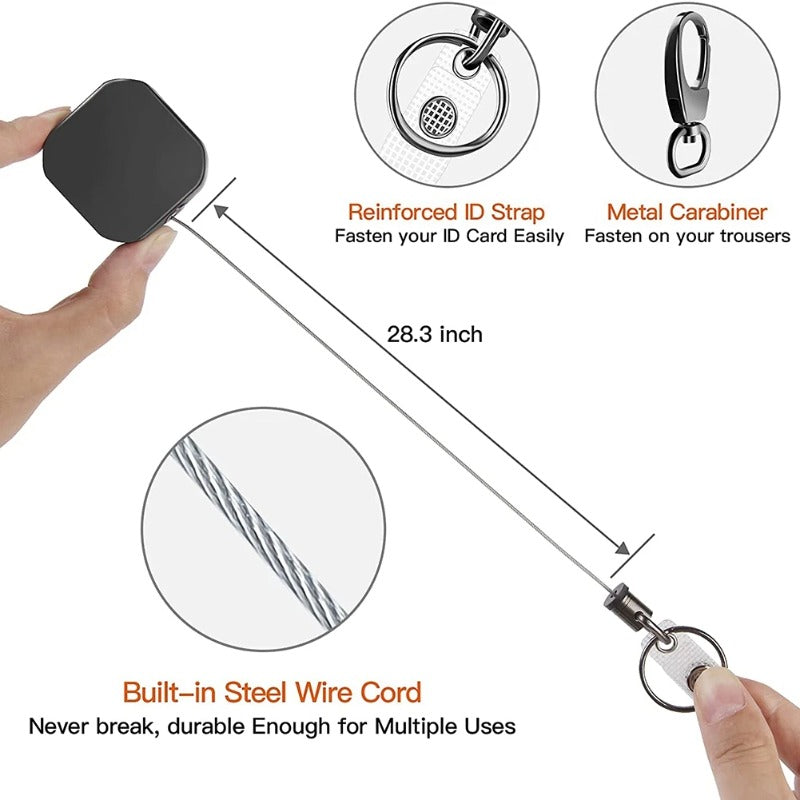 Anti loss Easy to Pull Buckle, Retractable Key Chain Belt Clip, Square Badge Reel, Accessorises Para Auto Key Chain