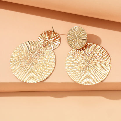 Geometric Metal Round Earrings For Women, Aretes De Mujer Bohemia Trendy, Fashion Wedding Jewelry