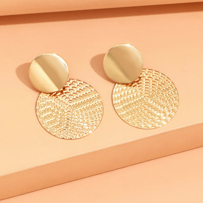 Geometric Metal Round Earrings For Women, Aretes De Mujer Bohemia Trendy, Fashion Wedding Jewelry
