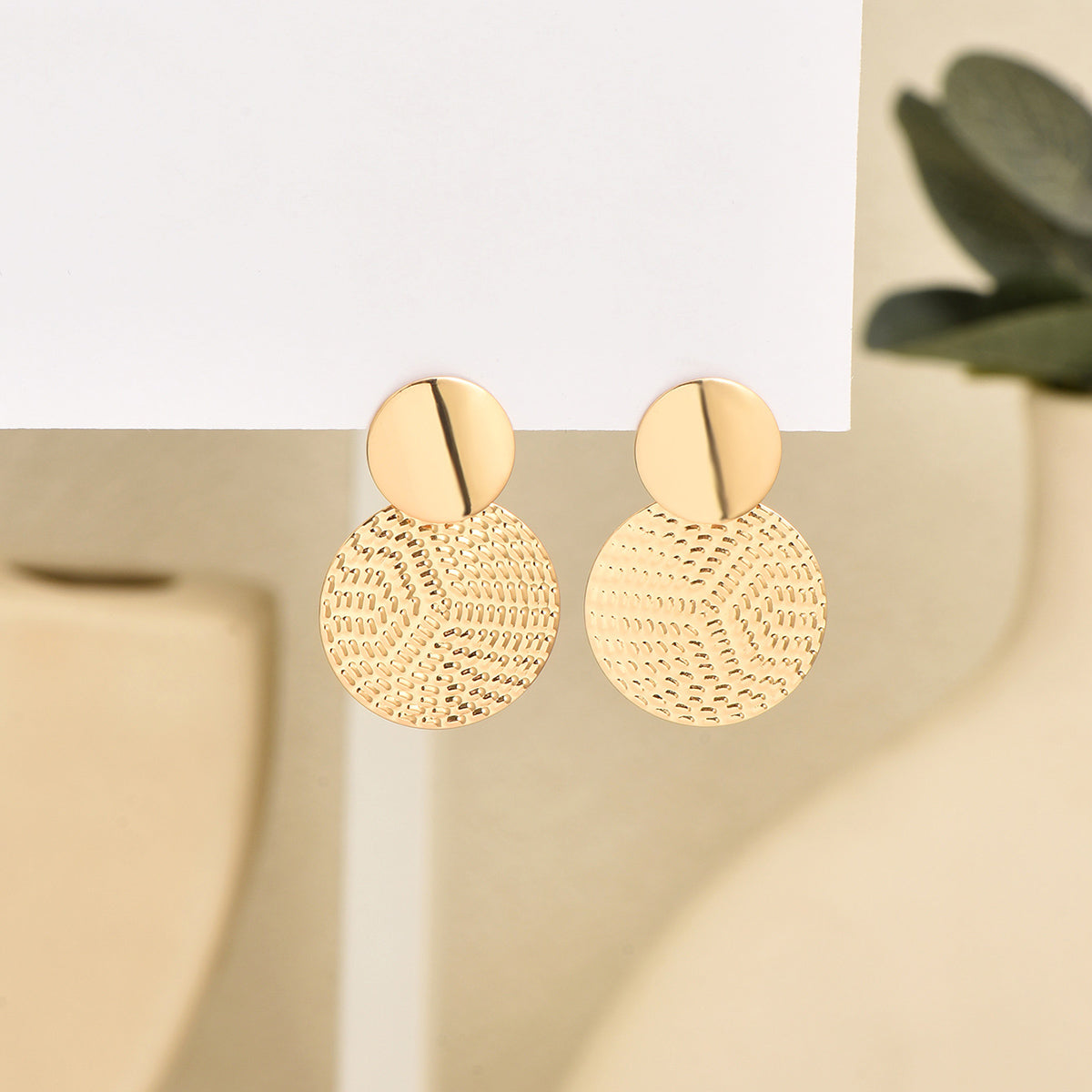 Geometric Metal Round Earrings For Women, Aretes De Mujer Bohemia Trendy, Fashion Wedding Jewelry