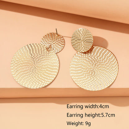 Geometric Metal Round Earrings For Women, Aretes De Mujer Bohemia Trendy, Fashion Wedding Jewelry