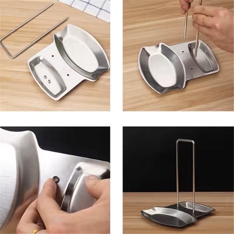 Stainless Steel Pot Lid  Spoon Holder Stand  Kitchen Organizer Rack 4