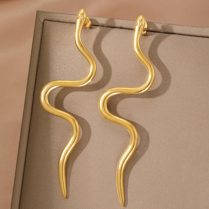Europe Stainless Steel Earrings, Fine Snake Stud Earrings For Women, New Trending Jewelry Products, United States Design