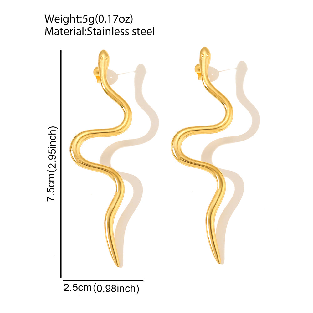 Europe Stainless Steel Earrings, Fine Snake Stud Earrings For Women, New Trending Jewelry Products, United States Design