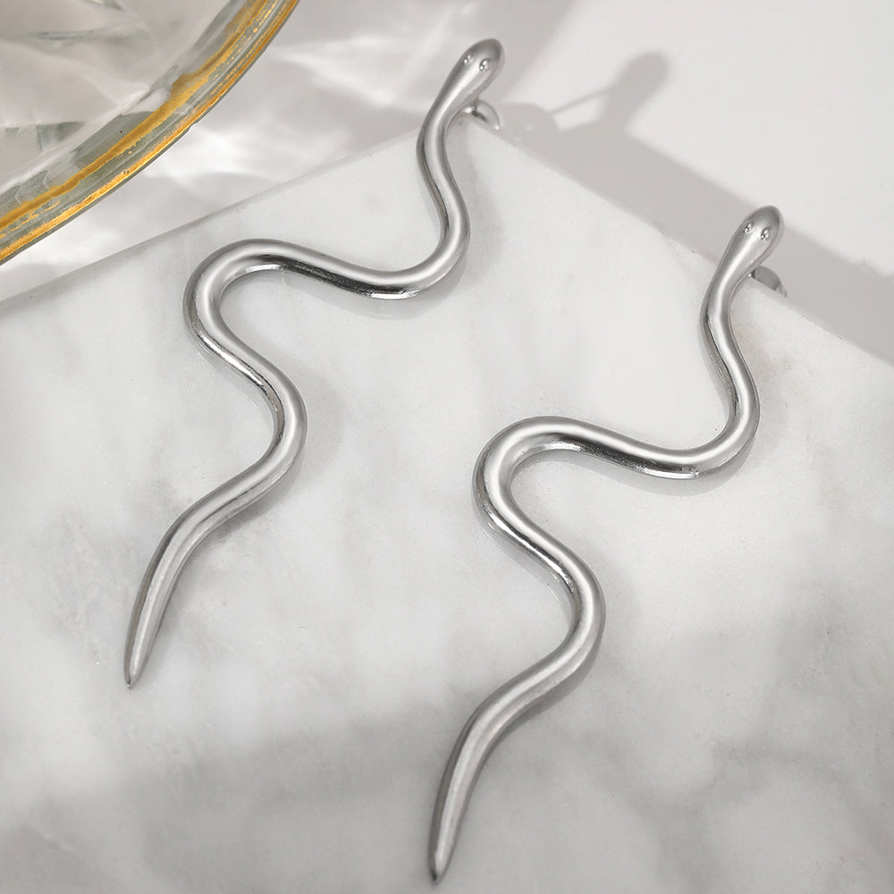 Europe Stainless Steel Earrings, Fine Snake Stud Earrings For Women, New Trending Jewelry Products, United States Design