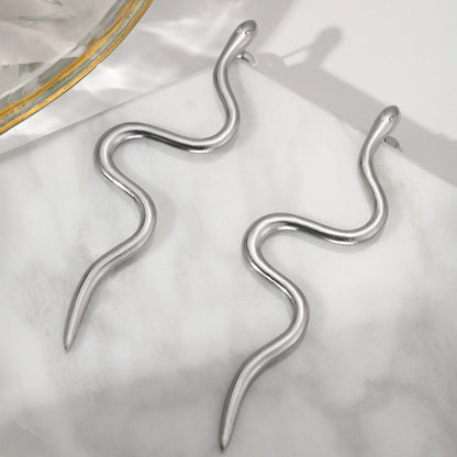 Europe Stainless Steel Earrings, Fine Snake Stud Earrings For Women, New Trending Jewelry Products, United States Design