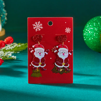 Deer Candy Crutch, Xmas Tree Soldier, Christmas Acrylic Heart Santa Claus, Drop Earrings, Cute Holiday Jewelry