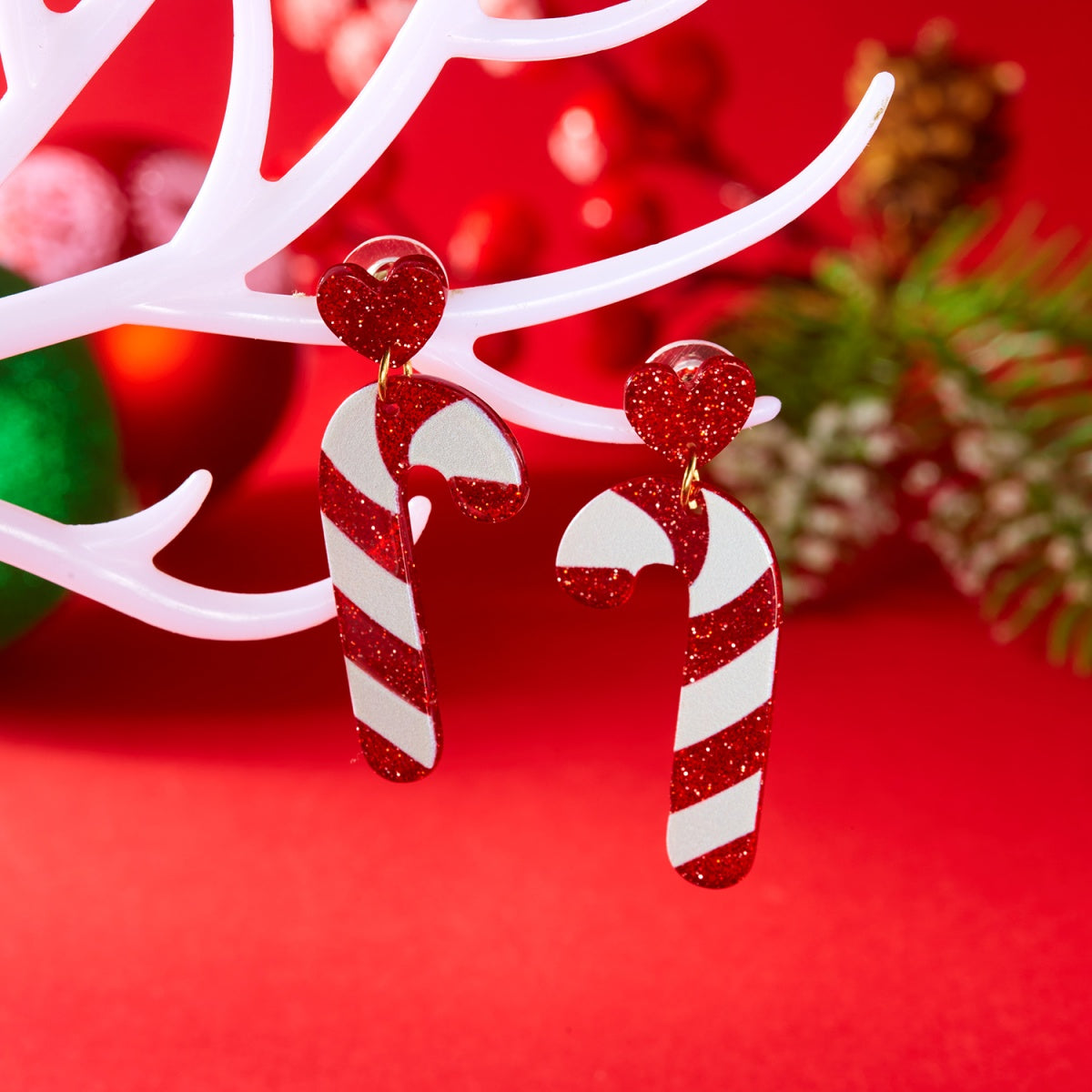 Deer Candy Crutch, Xmas Tree Soldier, Christmas Acrylic Heart Santa Claus, Drop Earrings, Cute Holiday Jewelry