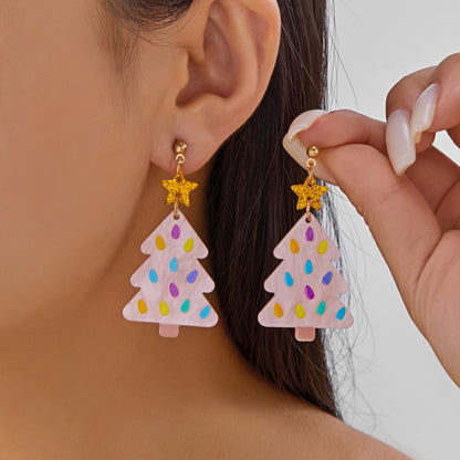 Deer Candy Crutch, Xmas Tree Soldier, Christmas Acrylic Heart Santa Claus, Drop Earrings, Cute Holiday Jewelry