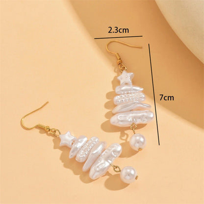 Stacked Star Tree Drop Earrings Christmas Baroque Irregular Imitation Pearl Xmas Tree Earring Holid 1