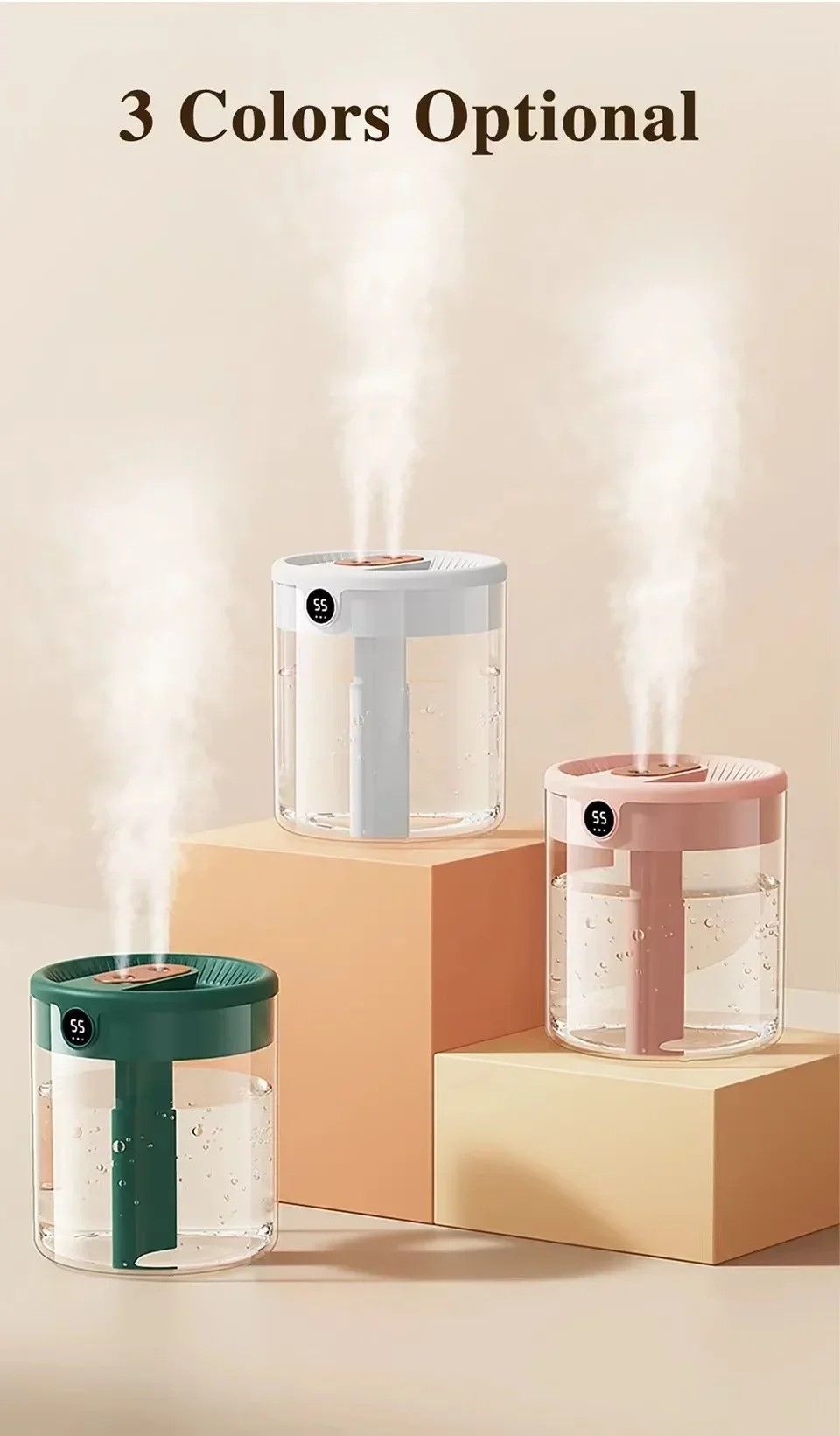 HomeMist DualSpray 2 L USB Humidifier With LED Display 5
