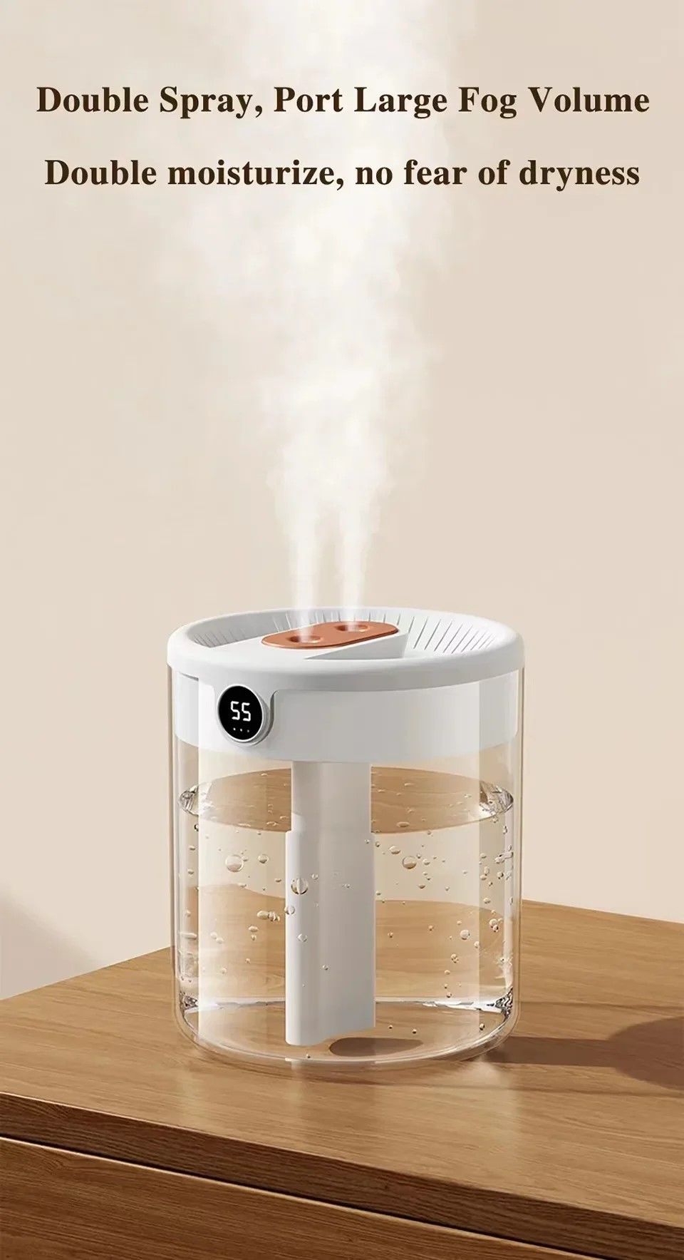 HomeMist DualSpray 2 L USB Humidifier With LED Display 11