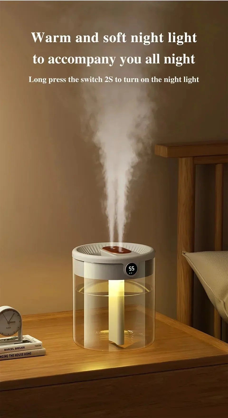 HomeMist DualSpray 2 L USB Humidifier With LED Display 6