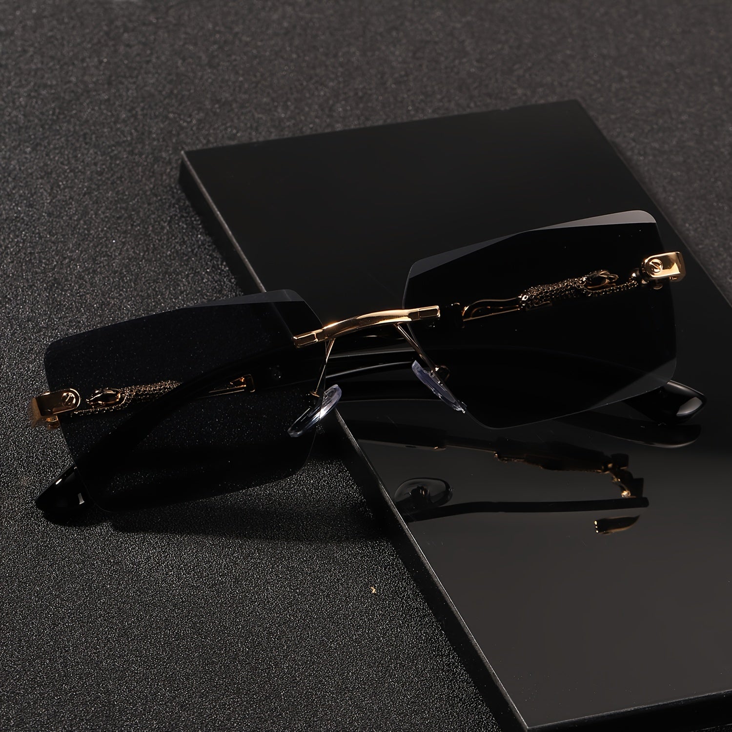 Rimless Rectangle Sunglasses For Men And Women Small Square Shades For Beach And Vacation 1