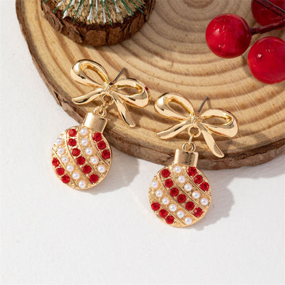 Chrismas Earrings with Red Rhinestone, Light Bulb Drop Earrings, Christmas Bowknot Jewelry for Women Men