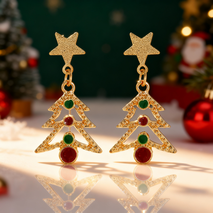 Full Rhinestone Christmas Earrings, Deer, Snowman, Gingerbread, Gift Box, Jewelry for Women & Men