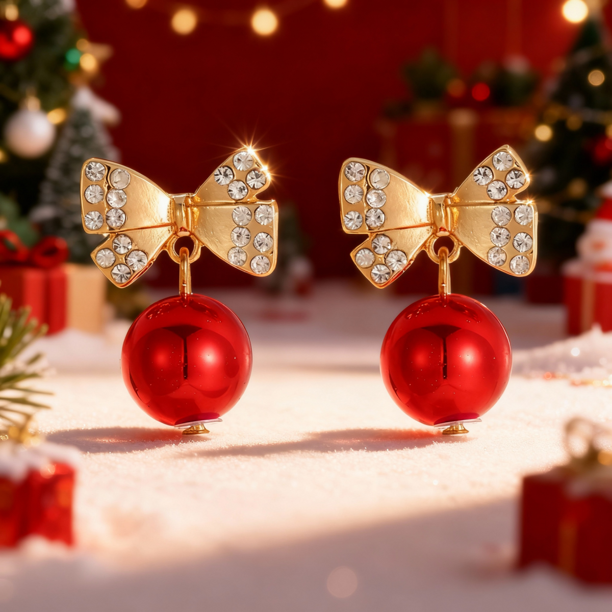 Full Rhinestone Christmas Earrings, Deer, Snowman, Gingerbread, Gift Box, Jewelry for Women & Men