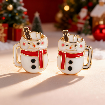 Full Rhinestone Christmas Earrings, Deer, Snowman, Gingerbread, Gift Box, Jewelry for Women & Men