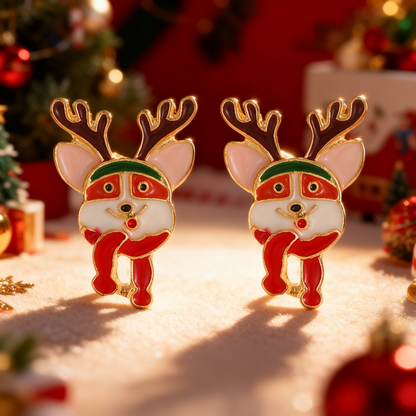 Full Rhinestone Christmas Earrings, Deer, Snowman, Gingerbread, Gift Box, Jewelry for Women & Men