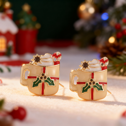 Full Rhinestone Christmas Earrings, Deer, Snowman, Gingerbread, Gift Box, Jewelry for Women & Men