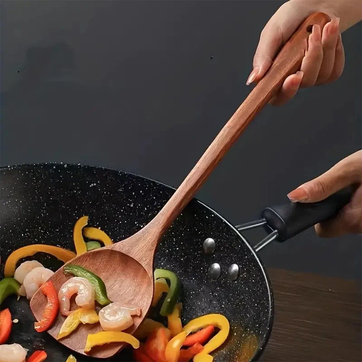 NaturalWood LongHandle Cooking Spatula  Premium Wooden Turner For Nonstick Cookware 3
