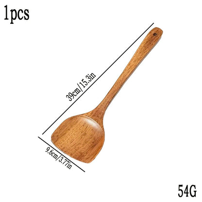 NaturalWood LongHandle Cooking Spatula  Premium Wooden Turner For Nonstick Cookware 4