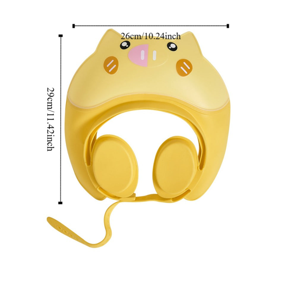 Safety Cute Animal Shape Baby Shower Cap, Soft Ear Protection, Adjustable