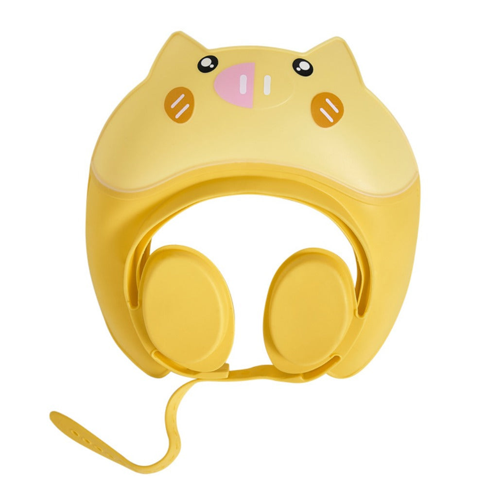 Safety Cute Animal Shape Baby Shower Cap, Soft Ear Protection, Adjustable