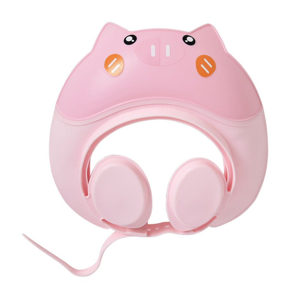 Safety Cute Animal Shape Baby Shower Cap, Soft Ear Protection, Adjustable
