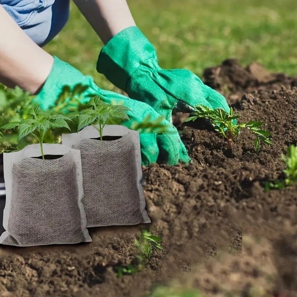 EcoGrow 8x10 Cm Biodegradable Nursery Bags  100 Pack Seed Starter Fabric Pots 2