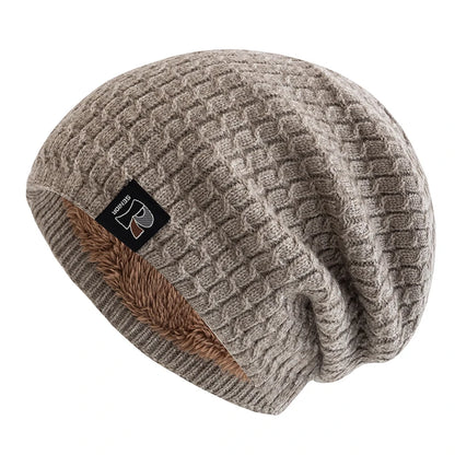 Fashion Slouchy Beanie Hat Warm Fleece Lined Ski Cap Men WomenMen Women Letter Label Ski Sports Cap 5