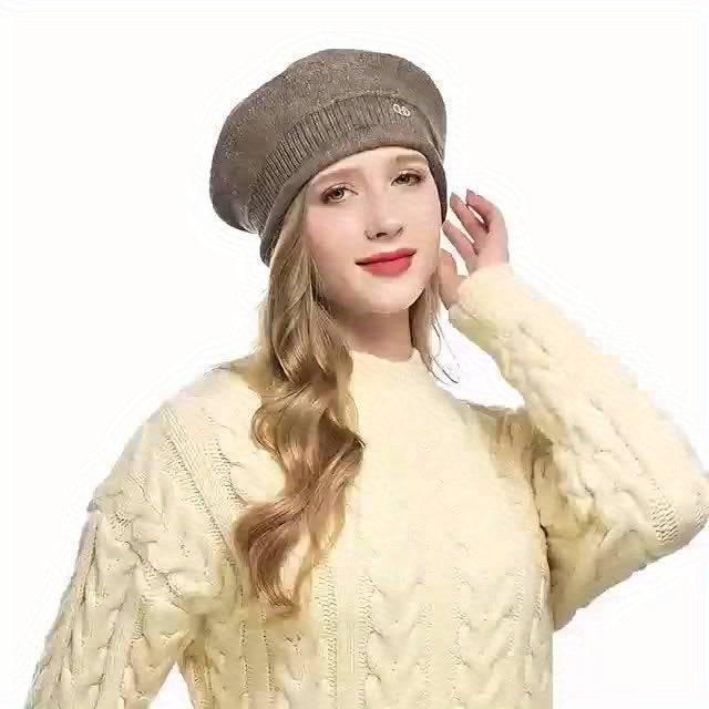 Women's Winter Knitted Hat - Soft, Elastic, Foldable, Portable Design, Black Gold Print